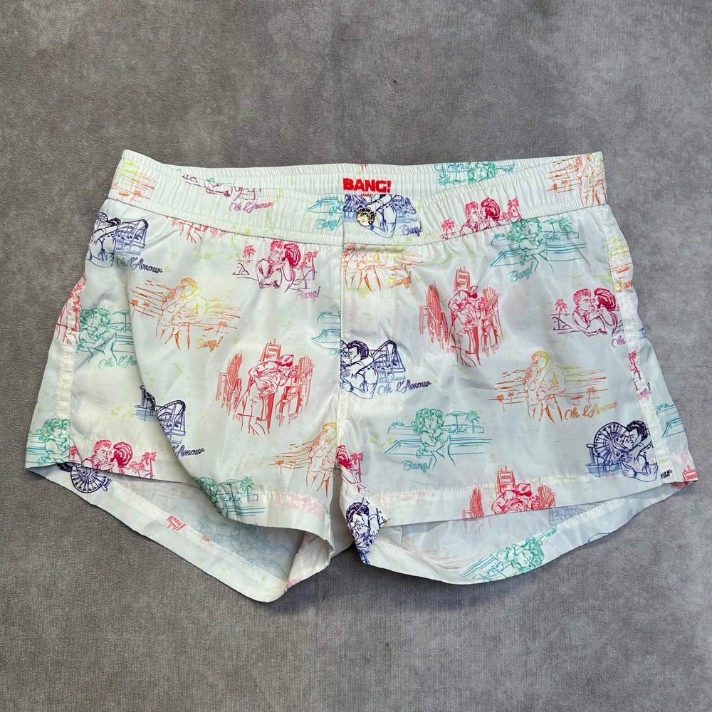 Bang! Miami Mens Graphic Print Swim Trunks White Size Small MLM WLW  oh l'amour
